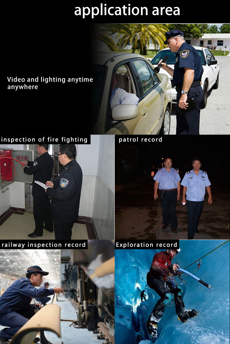 HD video camera led rechargeable police flashlight