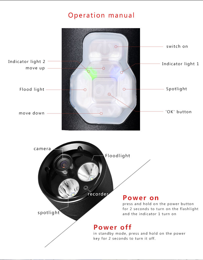 HD video camera led rechargeable police flashlight