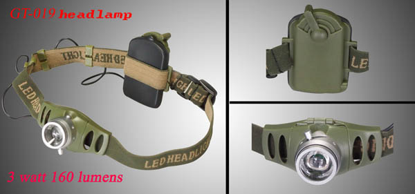 GT-019 portable 3w high power led headlight