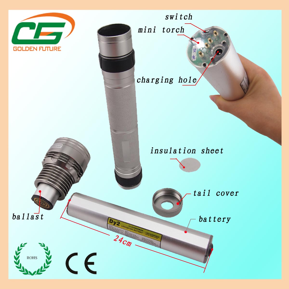GT-02 long light distance rechargeable HID flashlight